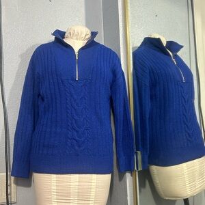 St. John's Bay Royal Blue Cable Half-Zip Sweater